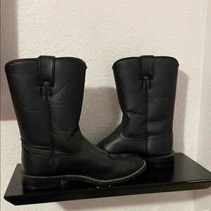 Women’s black leather riding boots